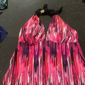 Halter top tankini! Very flattering especially if you have cleavage.  10-medium